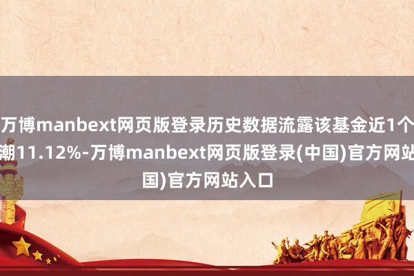 万博manbext网页版登录历史数据流露该基金近1个月高潮11.12%-万博manbext网页版登录(中国)官方网站入口