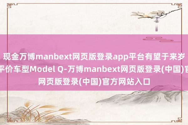 现金万博manbext网页版登录app平台有望于来岁上半年拜托平价车型Model Q-万博manbext网页版登录(中国)官方网站入口